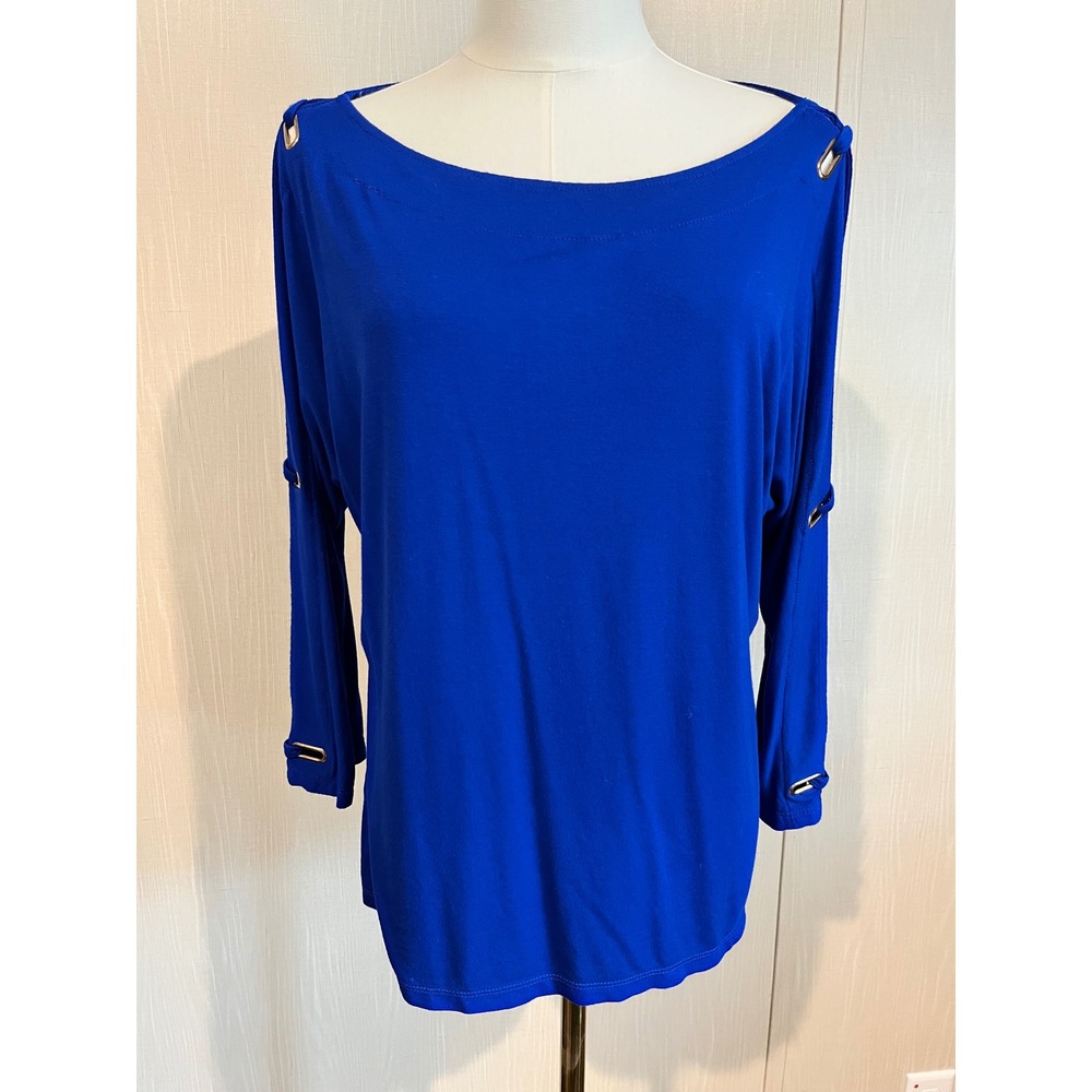 Cable & Gauge Royal Blue Cold Shoulder Top, Med